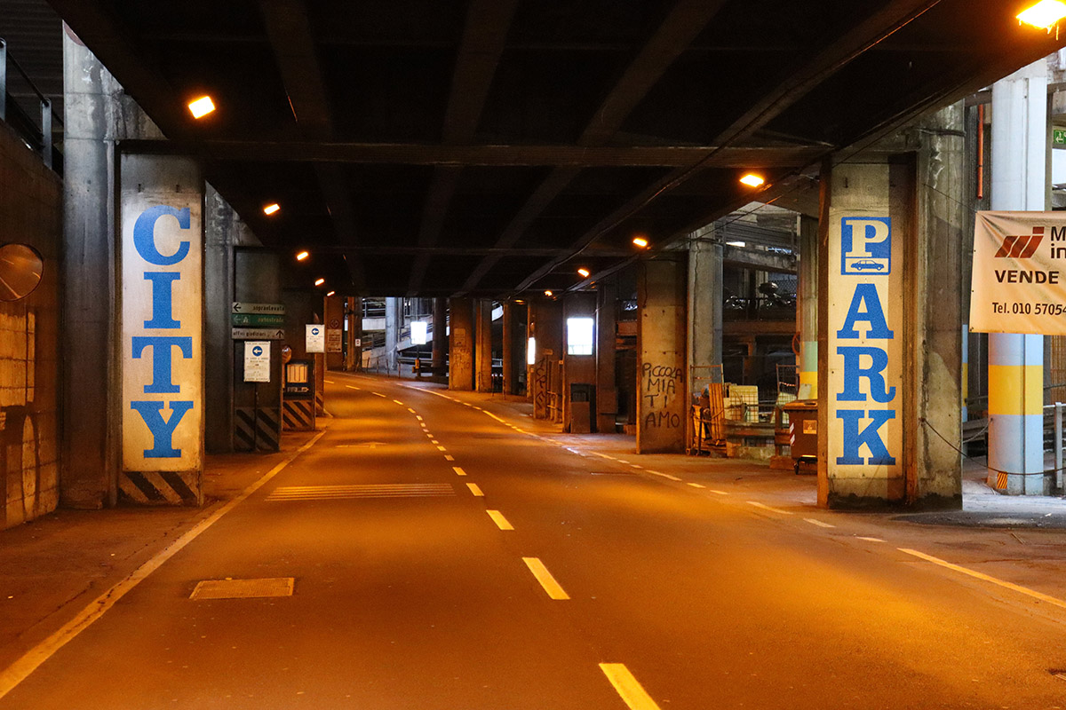 City Park parcheggi Genova - Arrivo dalla sopraelevata